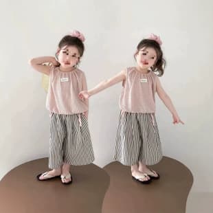 Girls Middle and Small Kids Summer New Set 2026 Children Summer Cool Casual Vest 2-Piece Kids Wear Trendy