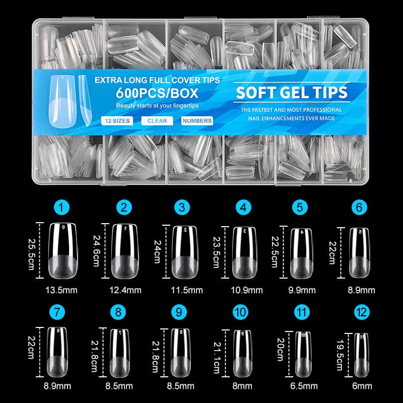 Amazon Cross-Border Europe and America Transparent Nail Tips Detachable False Nails Manicure Press-On Nails Semi-Matte 600 Pieces Boxed