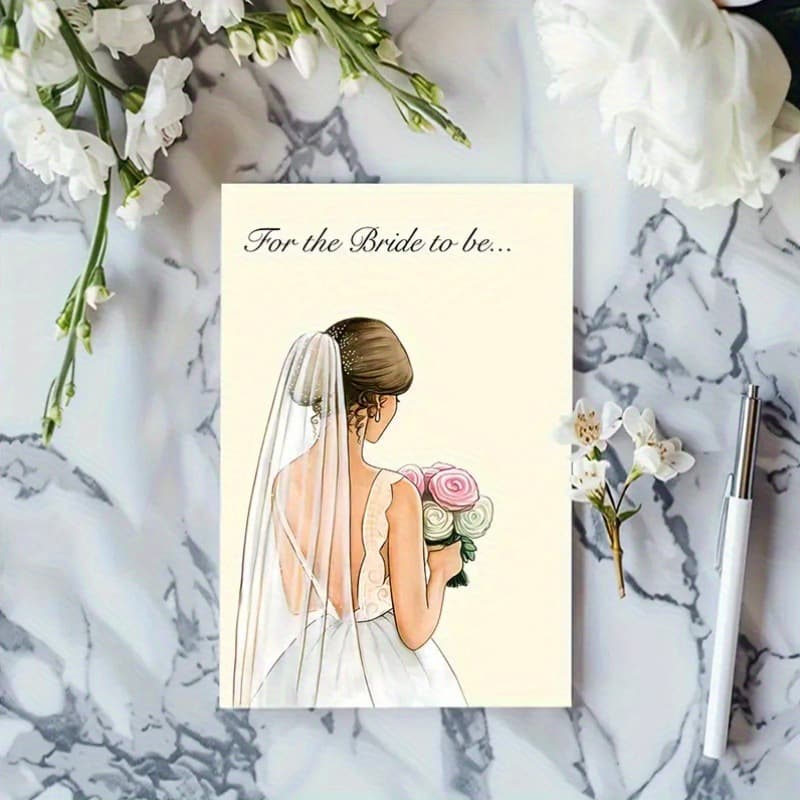 Charming Cartoon Bride Wedding Card Perfect For Engagement Valentine's Day Anniversary