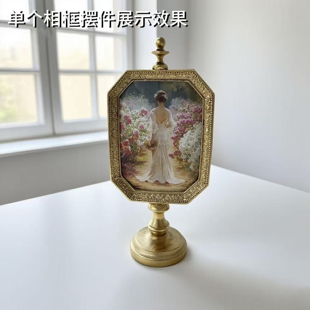 Retro mirror, old gold, living room, Gothic makeup mirror, nostalgic dressing mirror, European style home desktop ornaments