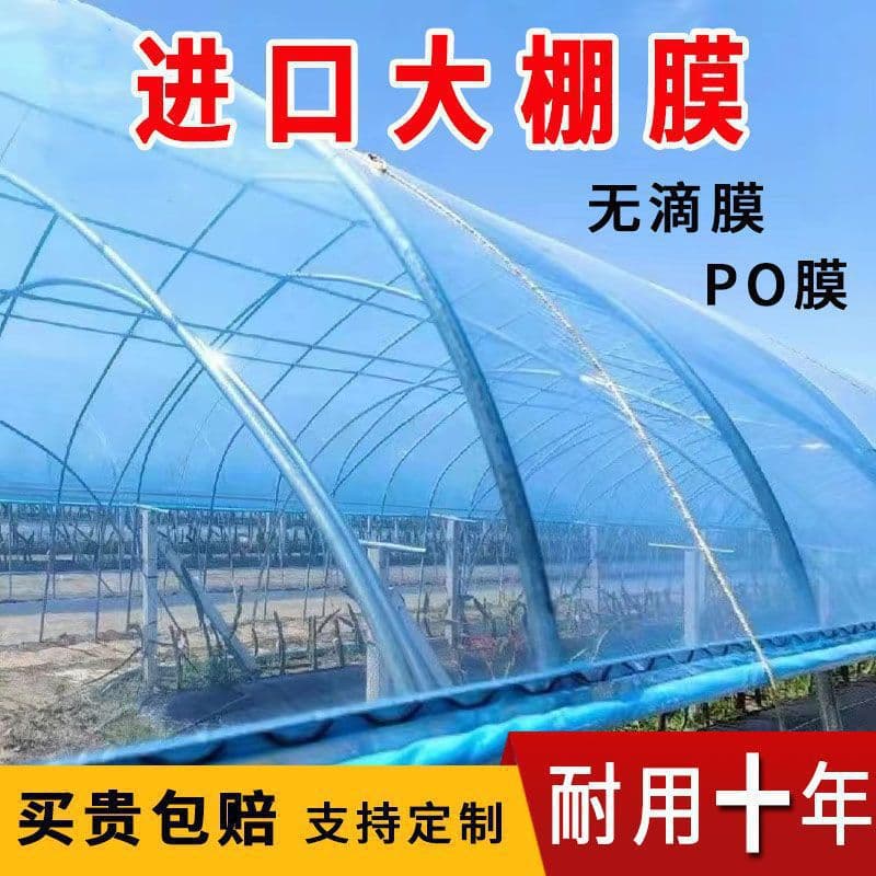 Drip-free greenhouse plastic film, anti-aging, waterproof, transparent blue, thickened, high light transmittance, anti-fog, PO film, heat insulation film