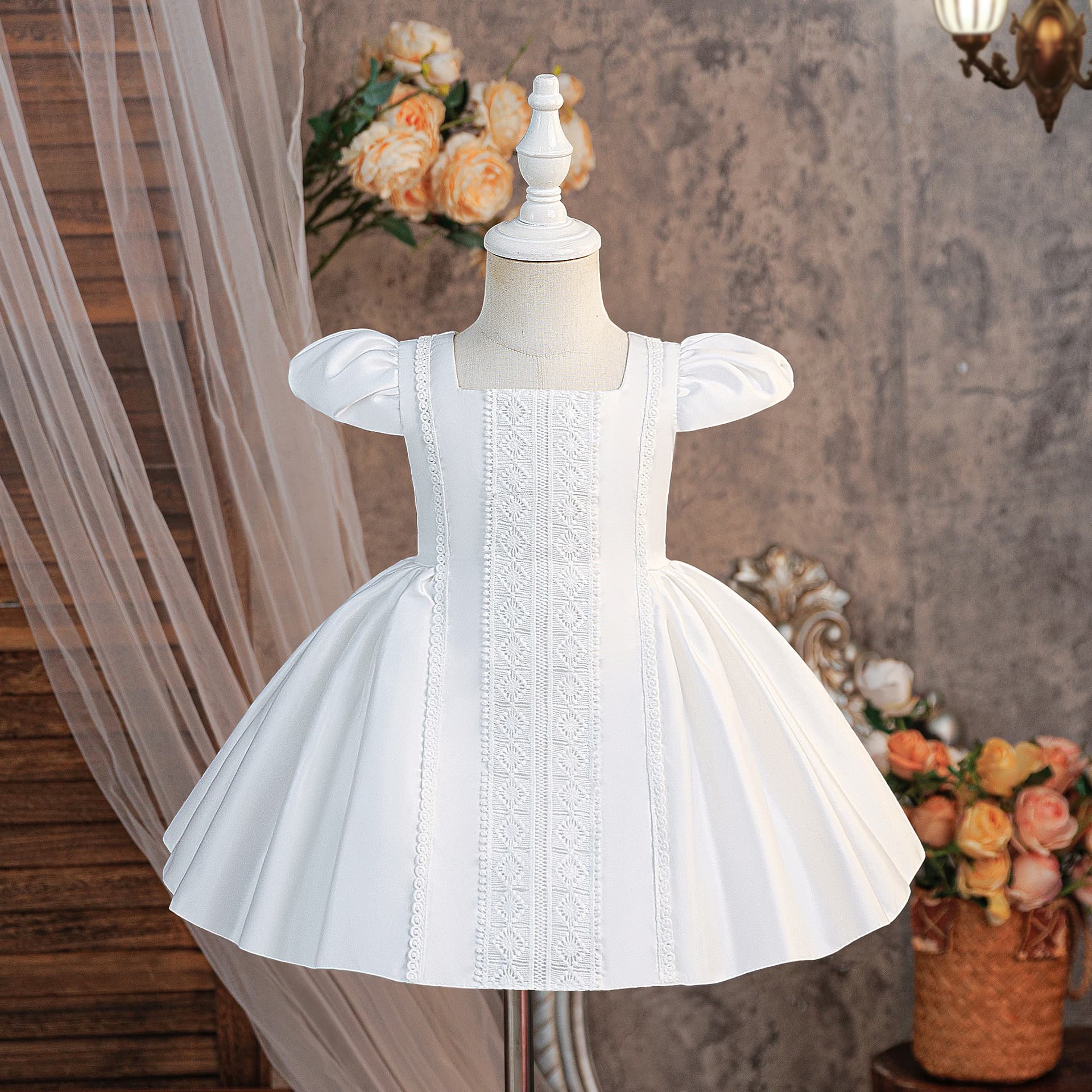 Girls Princess Dress with Flutter Sleeves for Kids Birthday Party, Baby Toddler Gown, 1st Birthday Dress