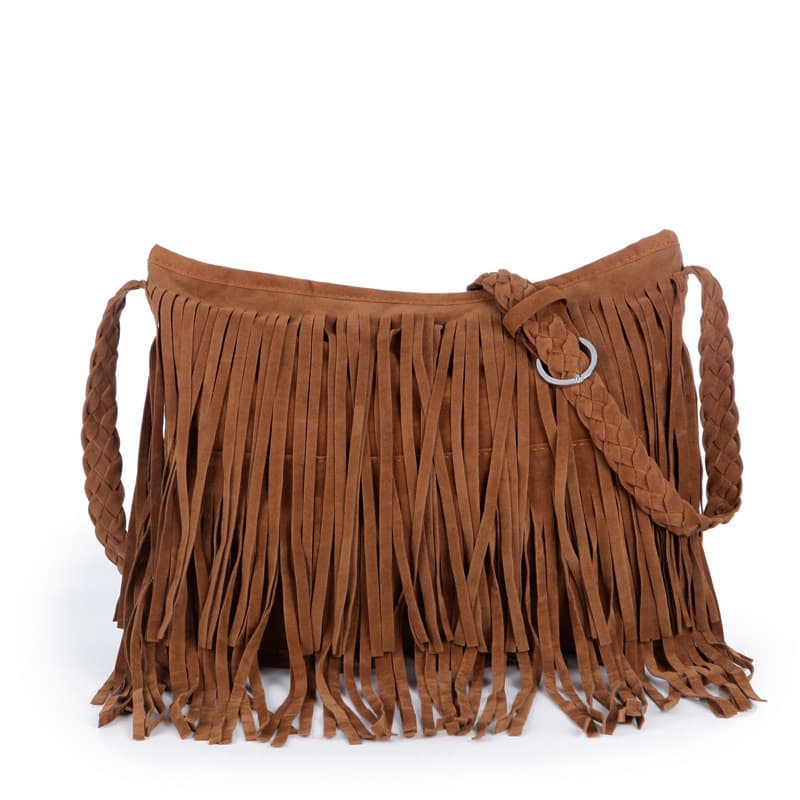 Cross-border New Frosted Fringe Bags, Women's Shoulder Bags, Fashionable European and American Leather Fleece Vintage Crossbody Bags, Women's Bags
