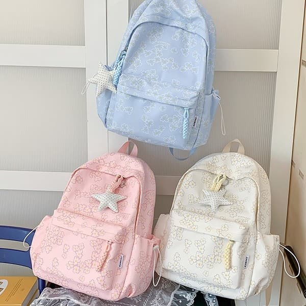 Cross-border Japanese-Korean Small Flower Backpack for Women Cute Print Grade School Bag Printed Middle and High School Large Capacity Backpack for Women