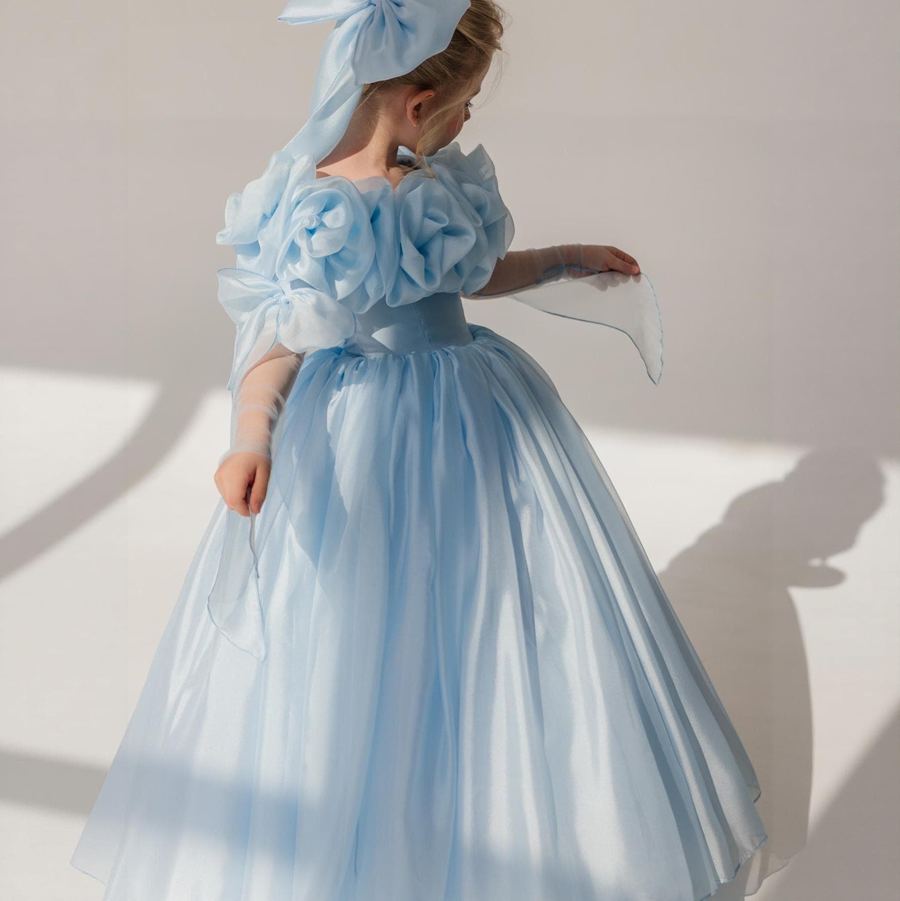 Cross-border Little Girl Flower Tutu Tulle Dress Flower Girl Wedding Banquet Gown Princess Dress Children's Birthday Party Performance Costume