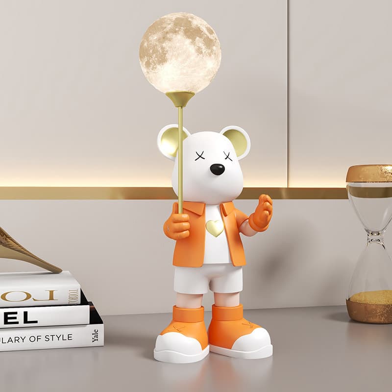 Light Luxury Violent Bear Moon Lamp Desktop Small Ornament Home Living Room TV Cabinet Wine Cabinet Entrance Children's Room Decoration
