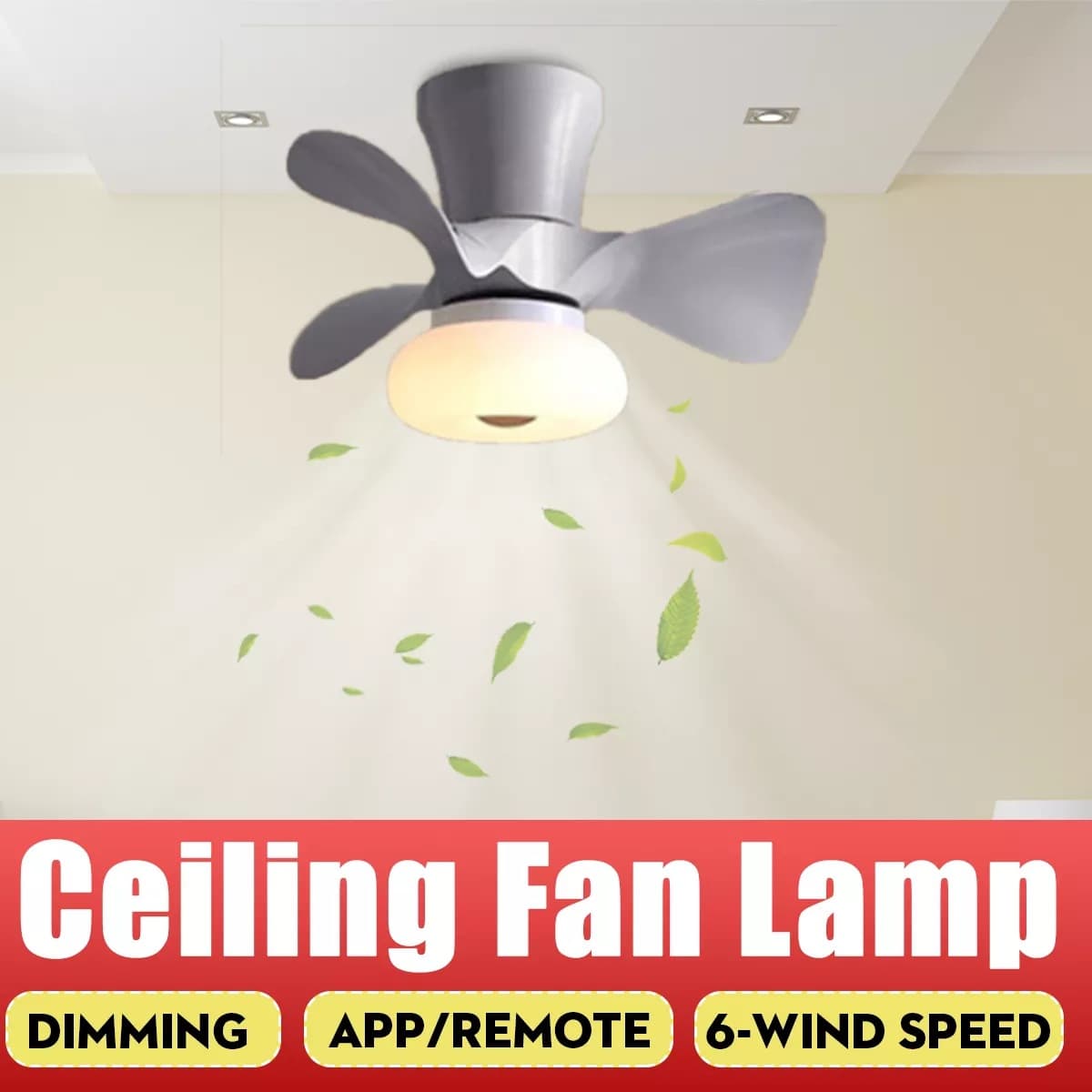 Cross-border Smart Nordic Simple Bedroom Fan Light, Ceiling Fan Light for Home Study Room Children's Room, Variable Frequency Dining Room Ceiling Fan Light