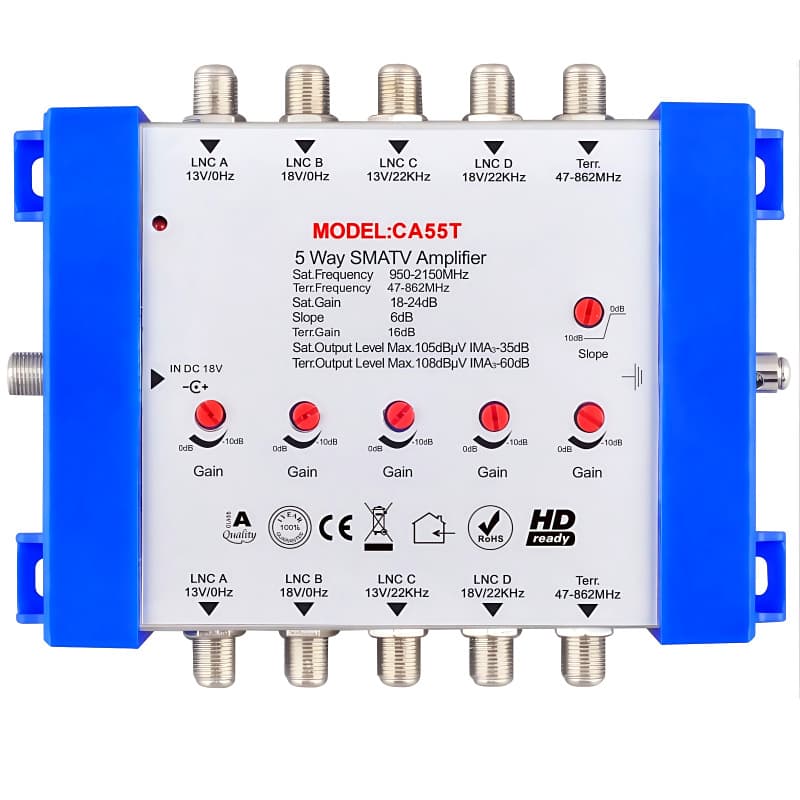 Direct Sale 5 WAY SMATV AMPLIFIER 5-Input TV Signal Amplifier Switch CA55T Amplifier