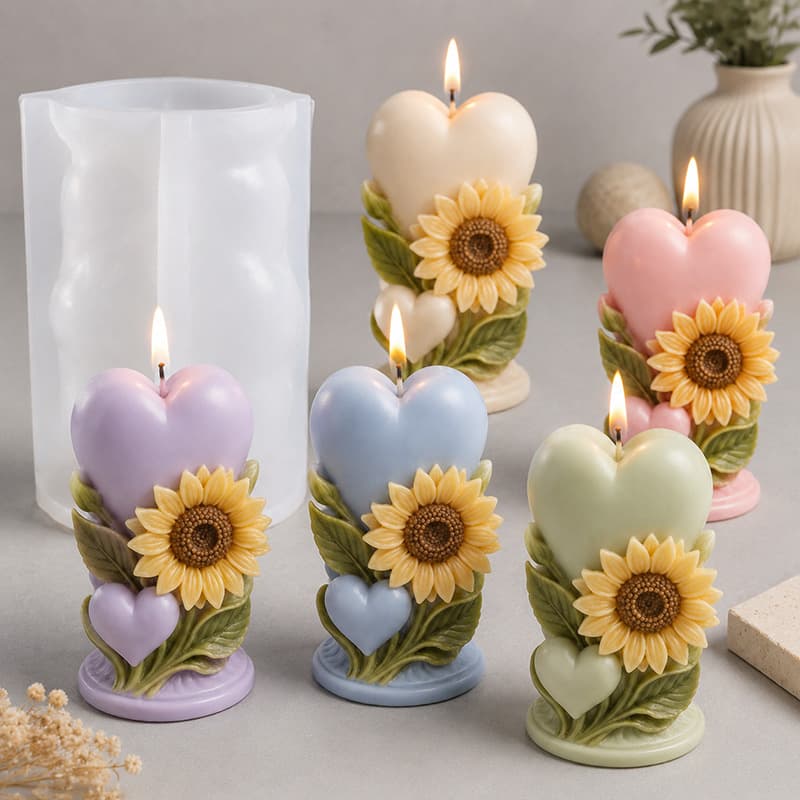 Love Sunflower Candle Mold DIY Flower Aroma Plaster Resin Mold Decoration in Stock