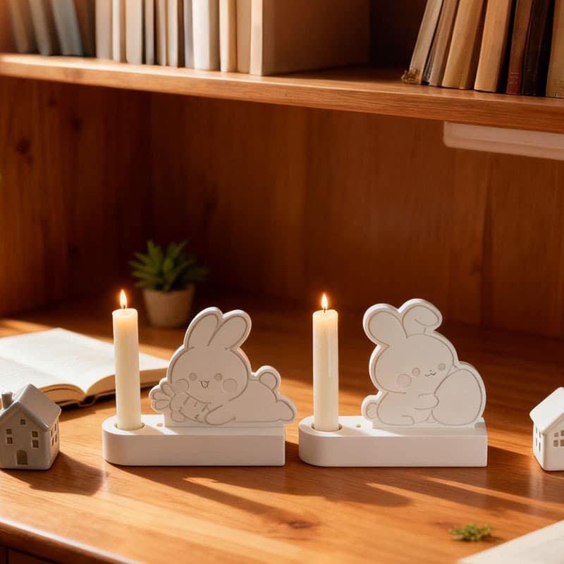 Easter Bunny Plug Tray Epoxy Resin Candle Holder Mold Handmade DIY Rabbit Figurine Plaster Silicone Mold Cross-border