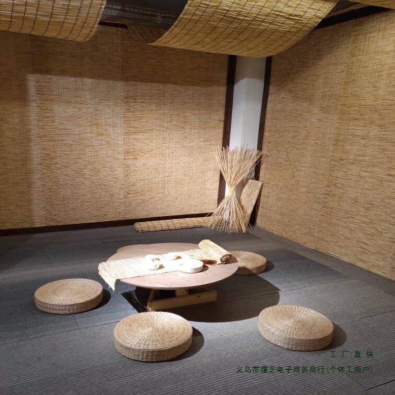 Reed Blinds for Retro Grass Curtain Partitions, Roller Blinds, Japanese-style Partition Door Curtains, Sunshade Tea Room, Blackout Bamboo Blinds