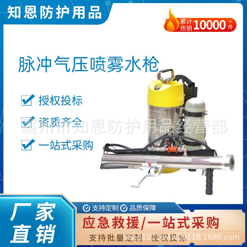 Pulse Pneumatic Spray Water Gun Backpack Two-Phase Flow Mist Fire Extinguisher High-Pressure Pneumatic Pulse Fire Suppressor