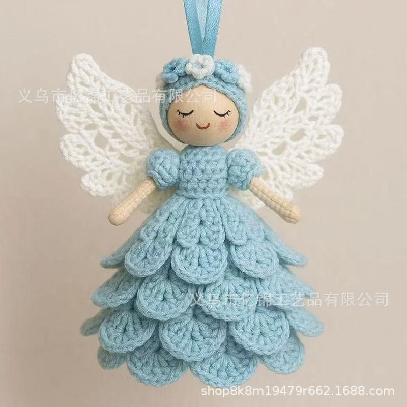 Christmas DIY crochet angel decoration kit, cute knitted Christmas tree ornaments, woolen jewelry, keychains