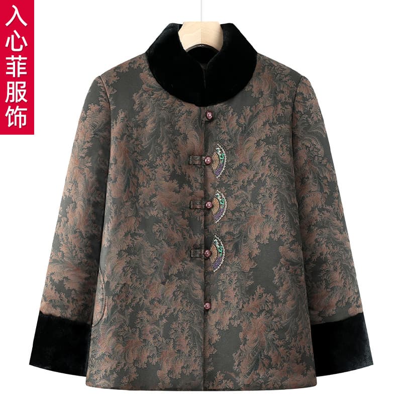 Winter Coat for Elderly Women, Quilted Jacket for Grandma, Thickened and Fleece-Lined, Warm Clothing for Seniors, Autumn and Winter