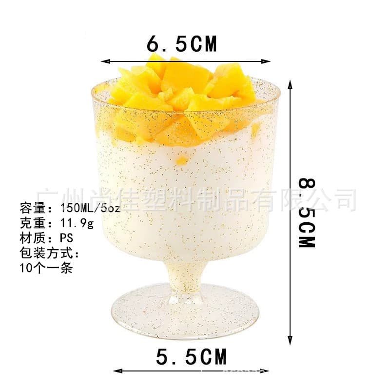 Cross-border Factory Pudding Cup Wedding Plastic Dessert Cup Disposable Party Transparent Thickened Plastic Mousse Cup with Lid