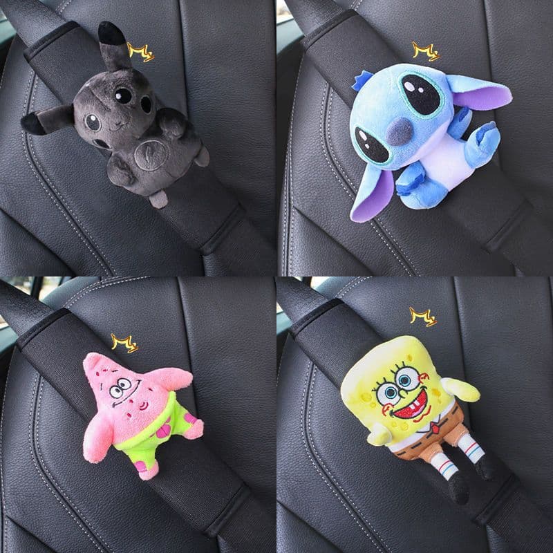 Car Shoulder Pad Cover Cute Cartoon Interior Decoration Set Four Seasons Vehicle Seat Belt Protector for Women