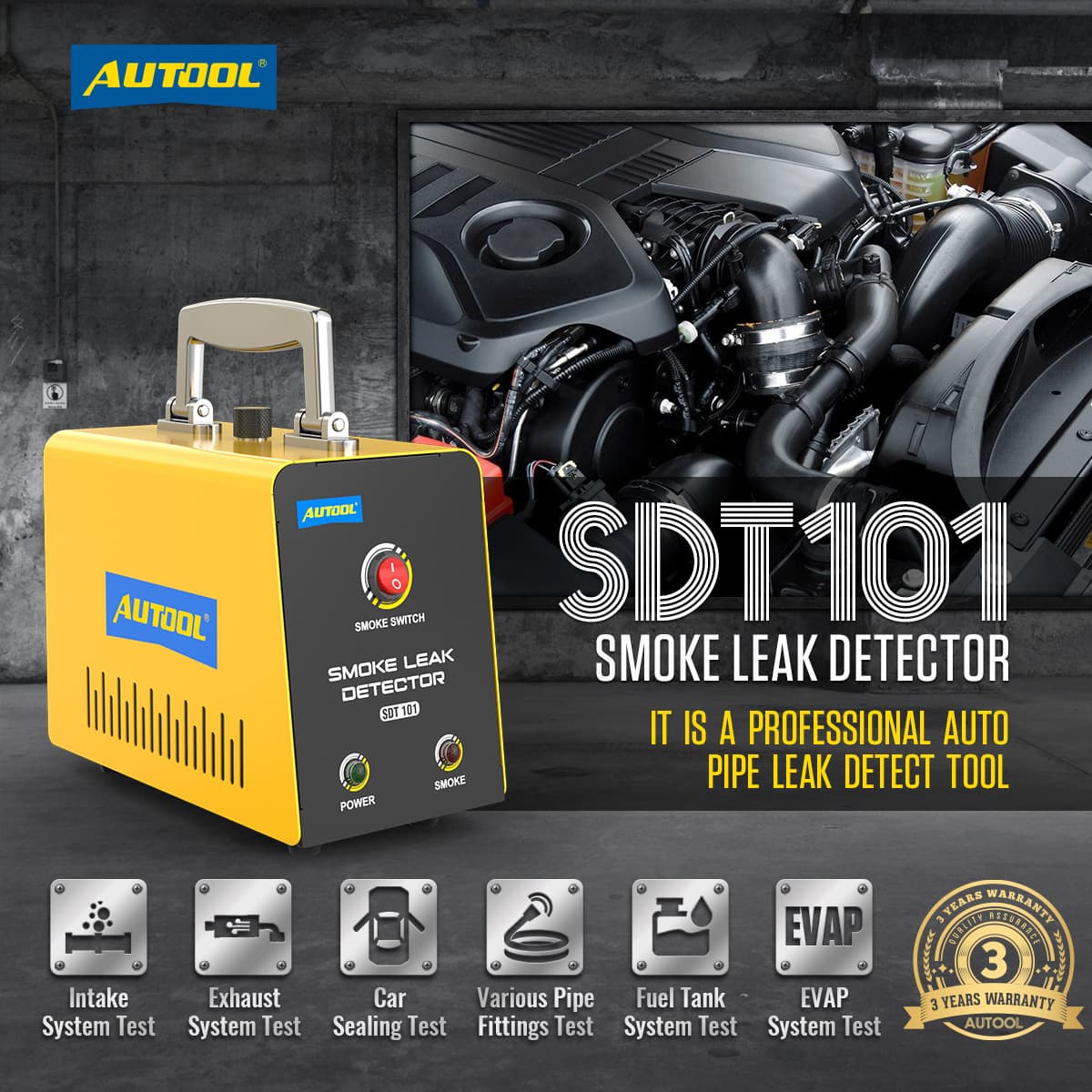 AUTOOL SDT101 Portable Evap Car Smoke Leak Detector Tester