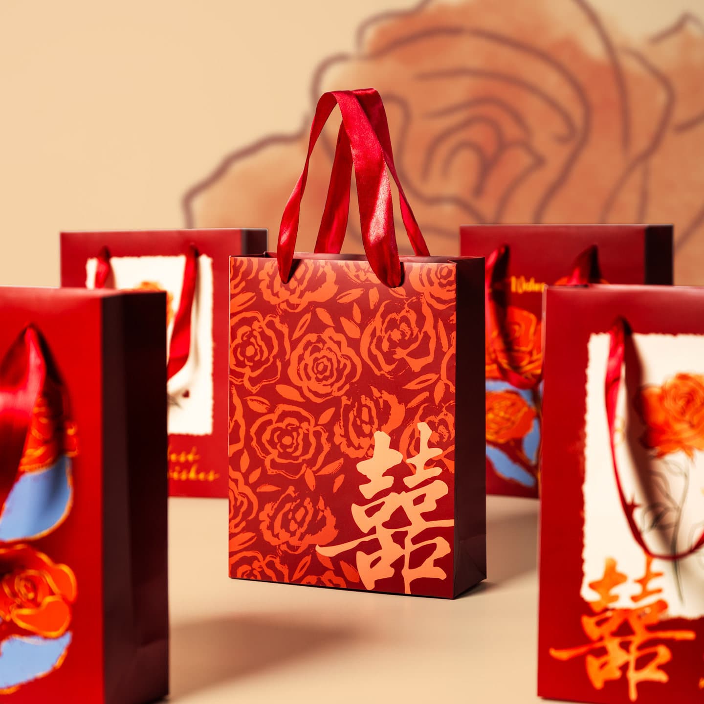Wedding Handbag 2026 New Wedding Souvenir Bag Wedding Car Driver Gift Bag Wine Red Happy Word Bag Candy Bag