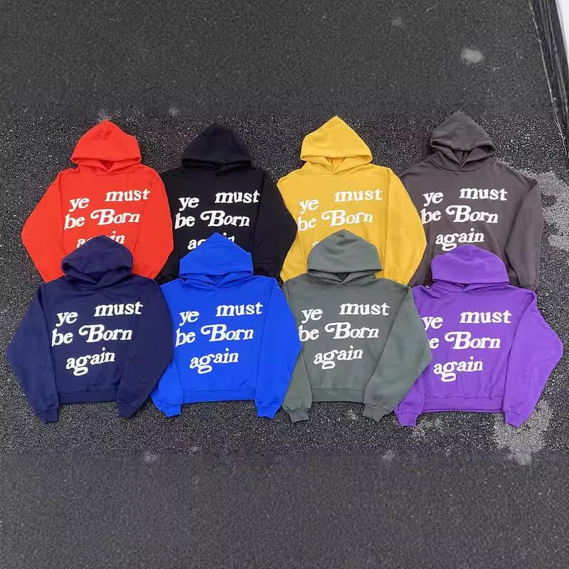 KANYE CPFM Reborn Foam Letter Hoodie Men's High-Street American Style Fall/Winter Fleece Loose-Fit Pullover