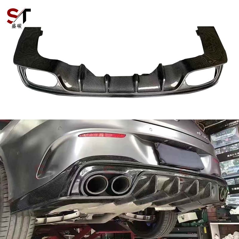 For Mercedes-Benz CLA-Class W118 FD Style Rear Lip CLA45 Carbon Fiber Rear Bumper Diffuser Modification