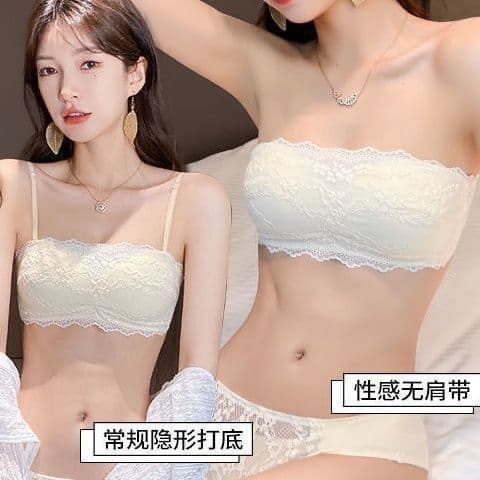 Pure desire lace tube top bra for women with small breasts, strapless, anti-falling, anti-exposure, top-up anti-sagging girly bra