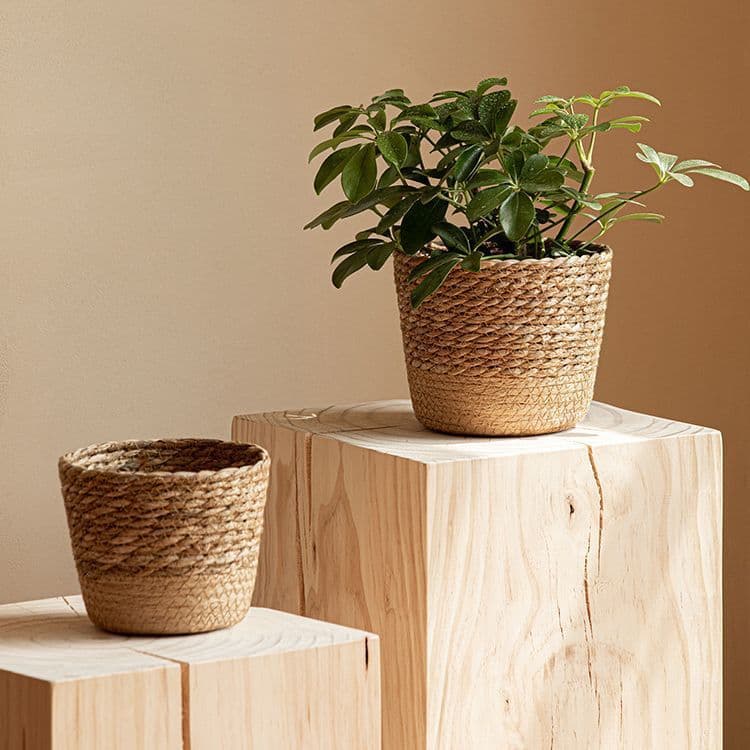Woven Rattan Flower Pot Grass Woven Planter Basket Home Decorative Monstera Flower Pot Outer Decorative Woven Basket