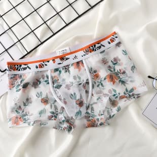 Floral Mesh Bullet Seperation Boxer Briefs Cartoon Aesthetic Cute Underwear Sports Men's Boxer Briefs Sexy Underwear