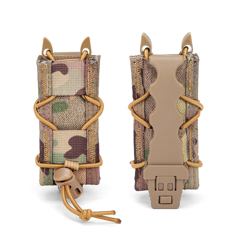 Outdoor Tactical Tiger 9mm Pistol Magazine Single-Stack Elastic Quick-Draw Pouch Molle Tool Pouch Accessory Bag