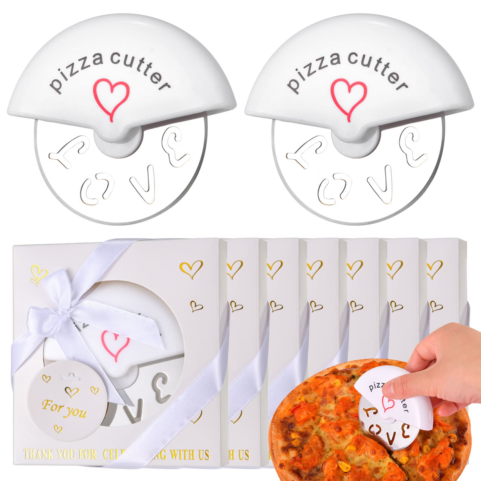 Bridal Shower Multifunctional Pizza Cutter Stainless Steel Heart LOVE Pizza Cutter Baking Pizza Cutting Knife