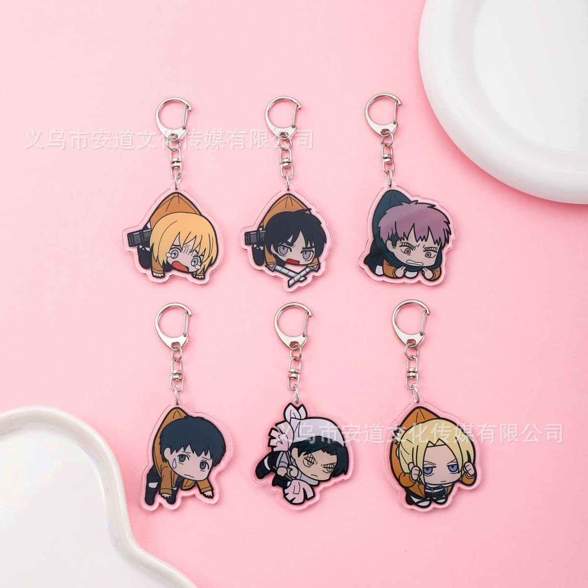 Cross-border Attack on Titan 2D peripheral acrylic keychain cartoon bag pendant school bag key pendant