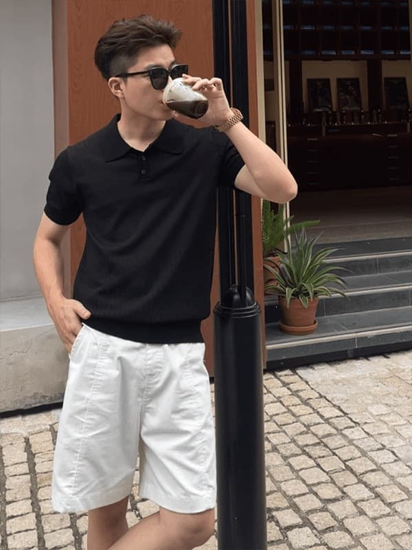 Old Money Style Pure White Cotton-Linen Blend Casual Shorts for Men Summer Thin Loose Straight Leg Five-Point Shorts