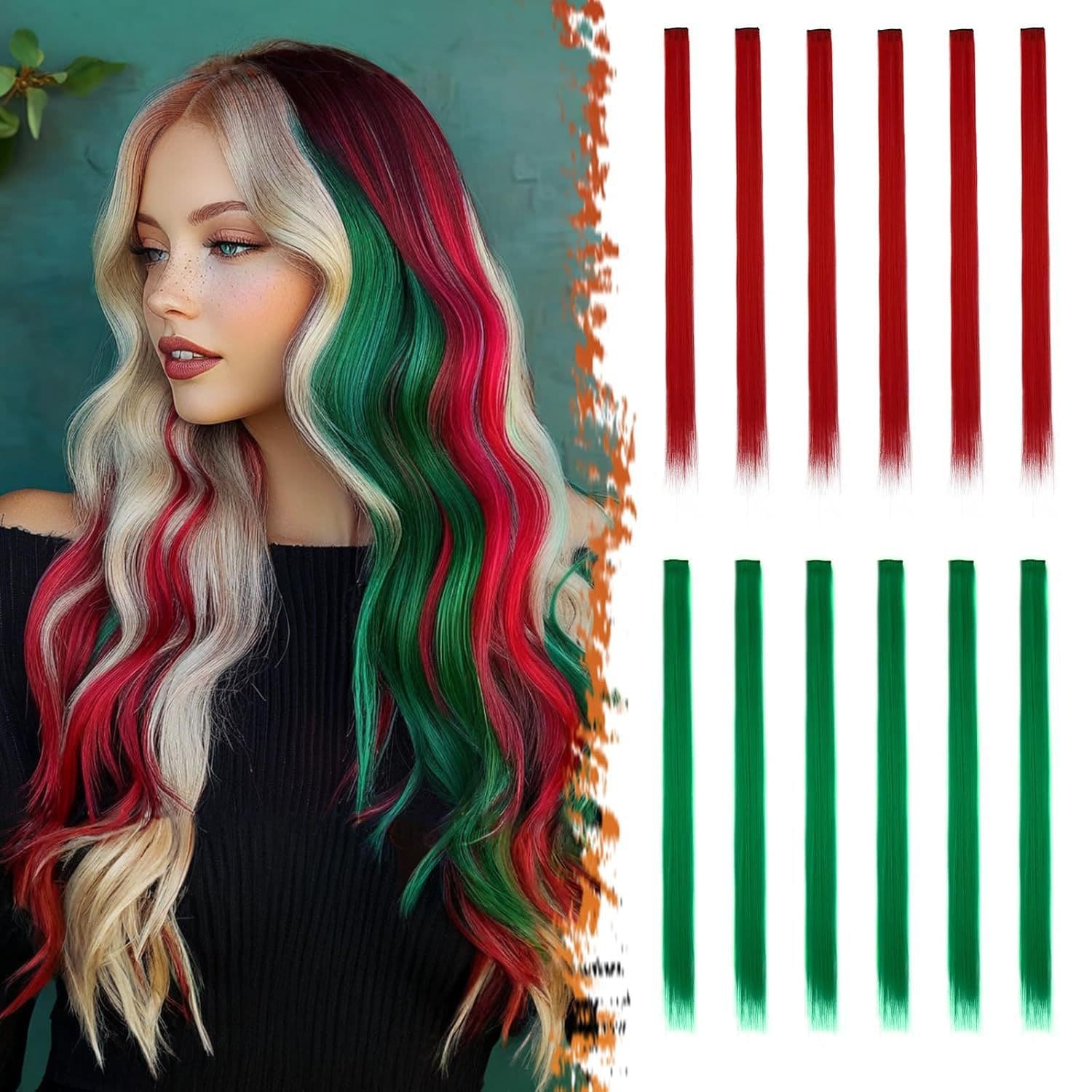 Hair Extension Clips Colorful Hair Dye Clip-in Straight Long Hair Heatable High-Quality Synthetic Hair