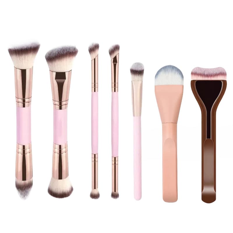 European and American Cross-Border Double-Ended Makeup Brush Set Pillow Foundation Brush Blush Powder Brush Brown Makeup Brush Beauty Tools