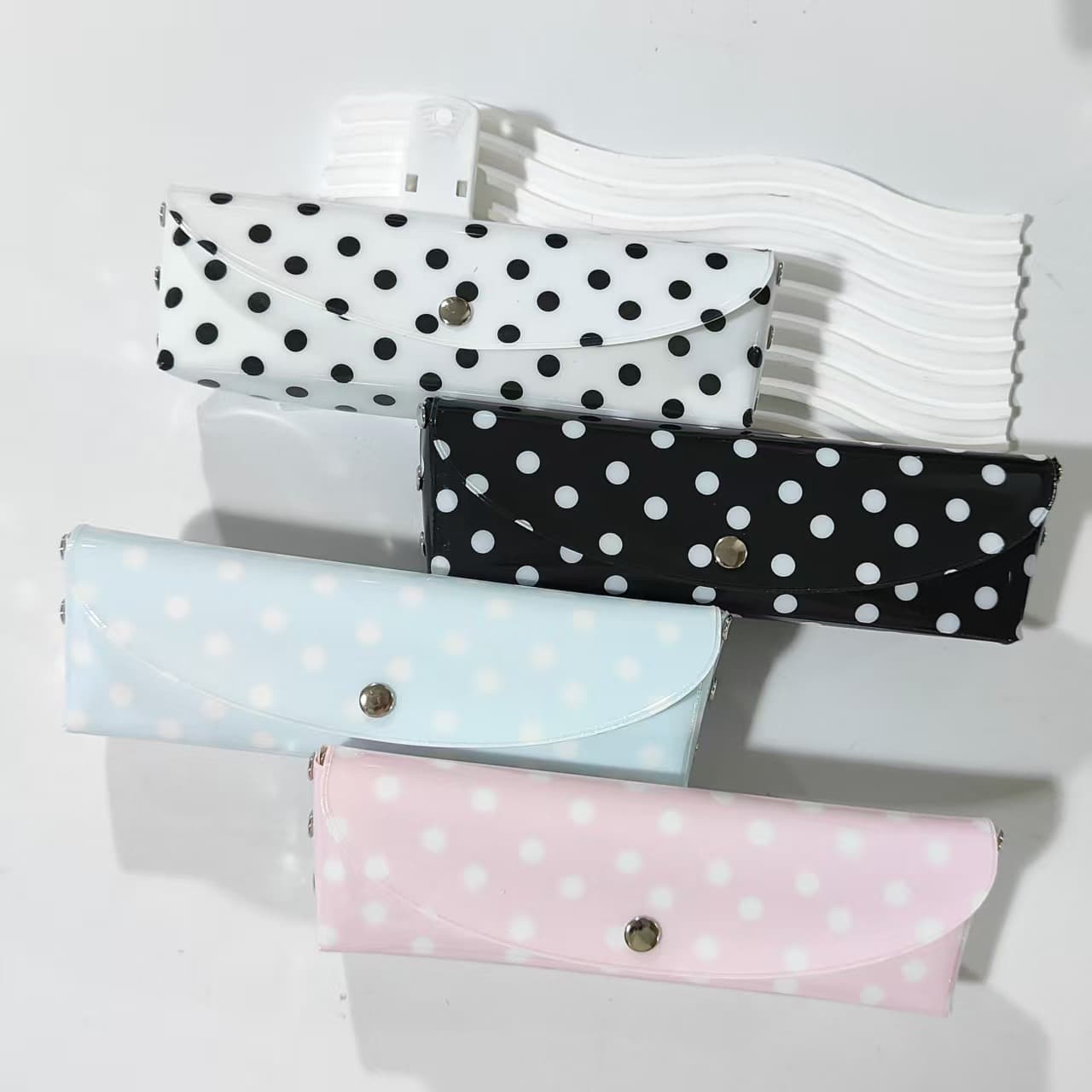 High-looking polka-dot pencil bag, student large-capacity storage bag, simple Korean stationery bag, cute transparent pencil bag for girls