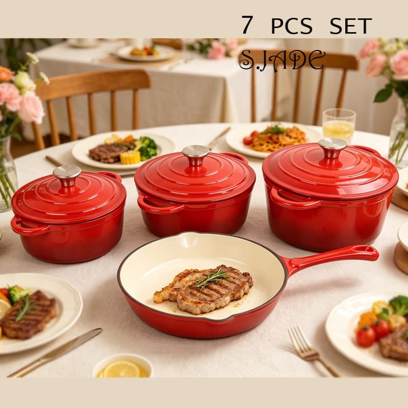 Enamel Cast Iron Pot / 4SET / 7PCS SET / 4-Piece Set / Set / CAST IRON POT / COOKWARE