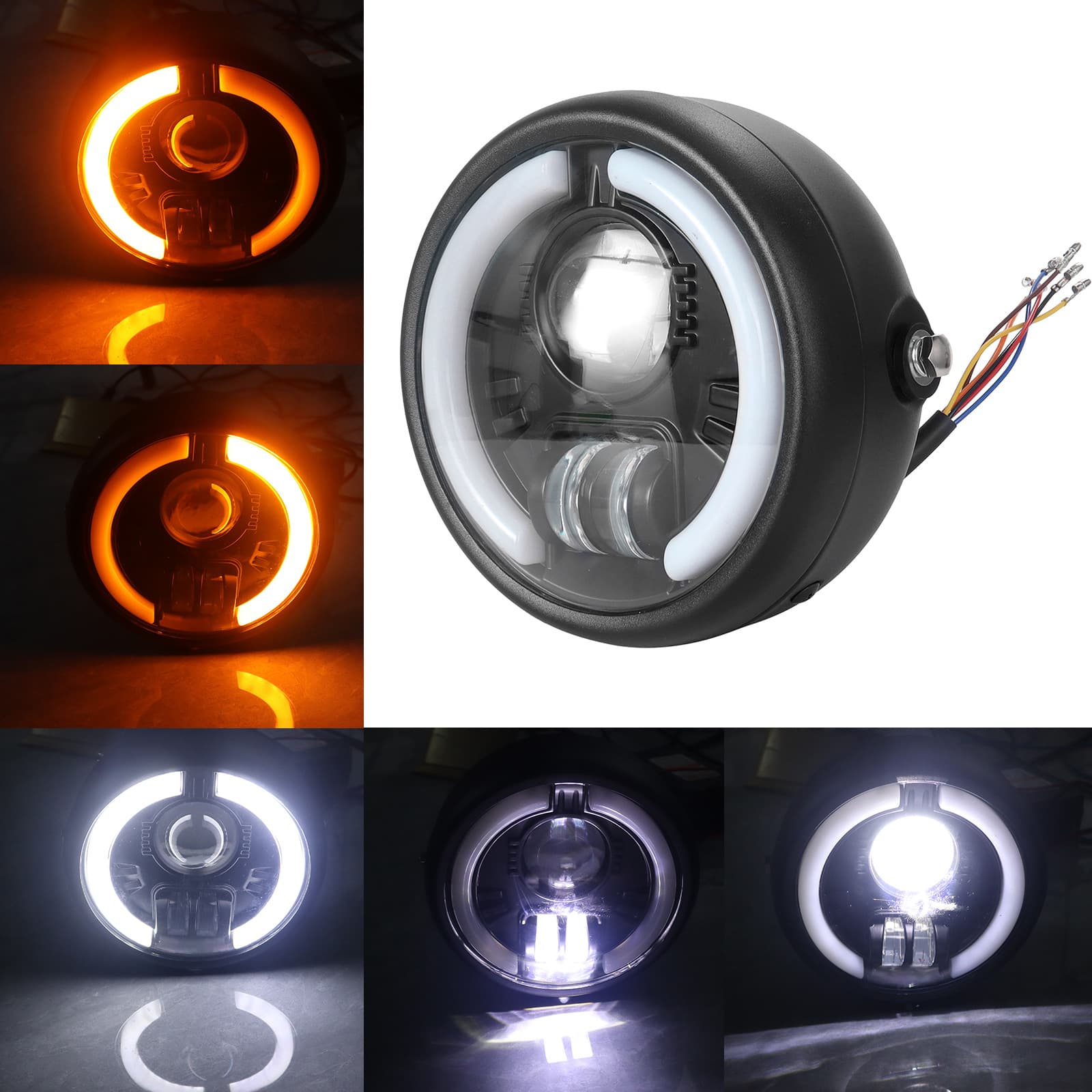 Vintage Harley Front Motorcycle LED Headlight with Turn Signal Integrated Light Modified Motorcycle Accessories Headlamp