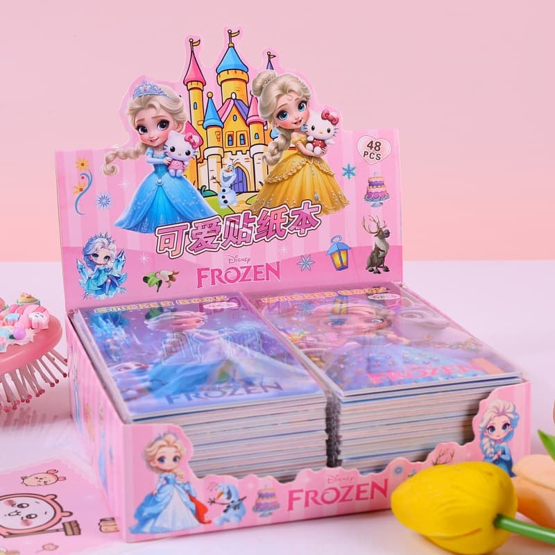Cartoon new Frozen cute sticker book super cute Elsa Princess Doudou decorative sticker book self-adhesive