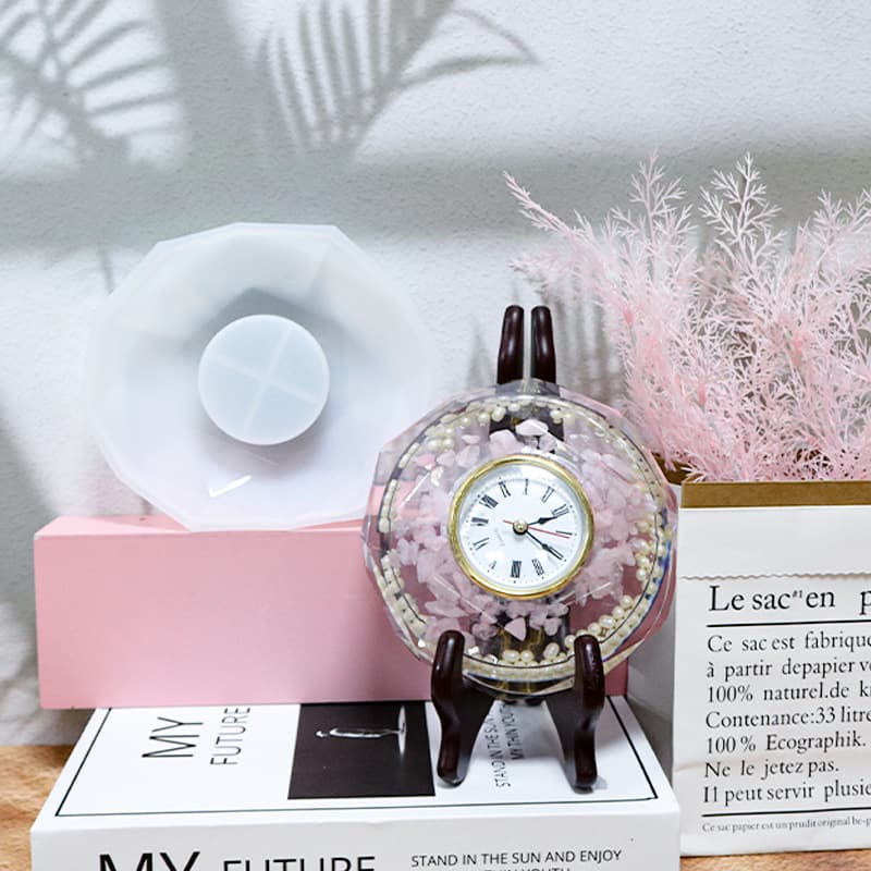 DIY Polygonal Faceted Clock Epoxy Resin Mold Crystal Epoxy Resin Silicone Mold INS Cross-Border Exclusive