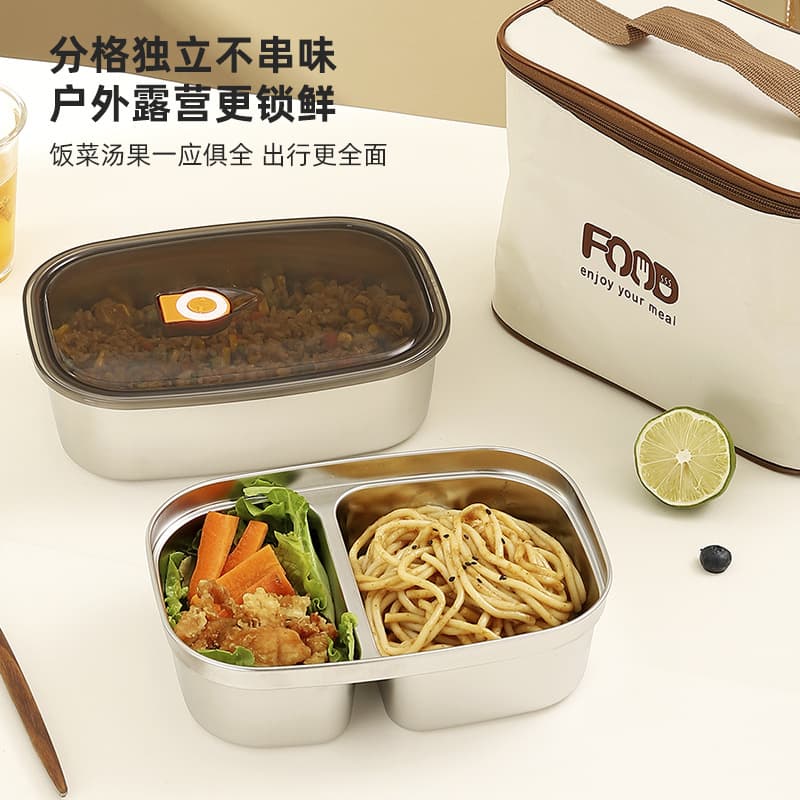 304 Stainless Steel Insulated Lunch Box Microwave-Safe Multi-Layer Bento Box Portable Food Container for Office Workers