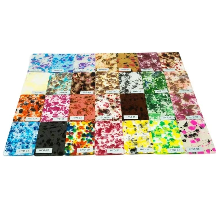 Manufacturer's acrylic sheets with water droplet and bacterial patterns, multi-colored artistic PMMA, waterproof pearlescent PMMA panels.