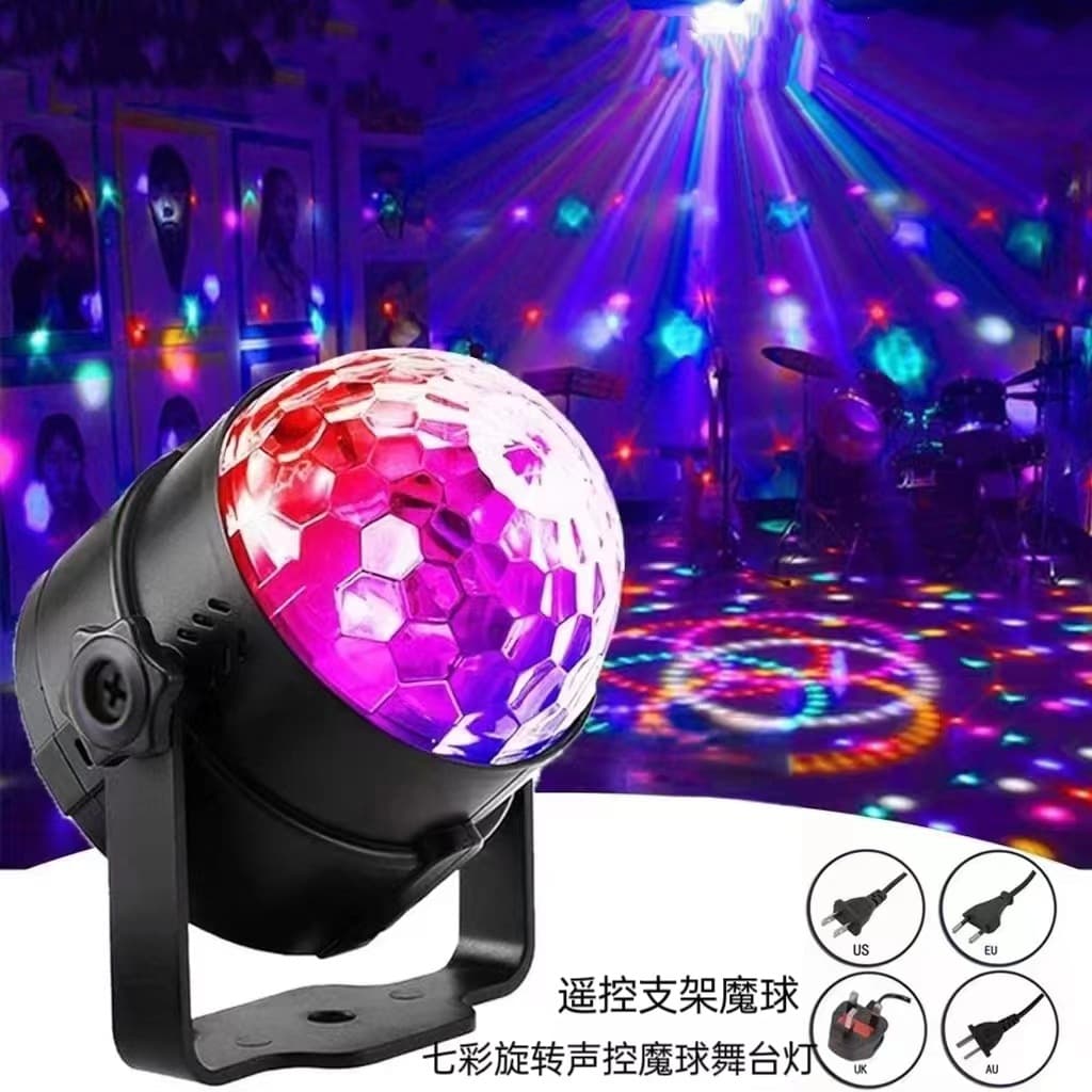 Colorful Rotating Crystal Magic Ball Stage Light KTV Disco Bar Flash LED Remote Control Sound Activated Magic Ball Light