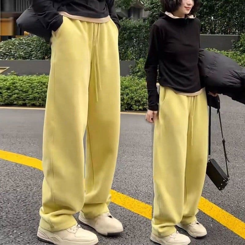 Wide-leg sweatpants for women in autumn and winter, versatile fashionable velvet pants, new style 2025 high-waisted slimming loose thickened casual pants