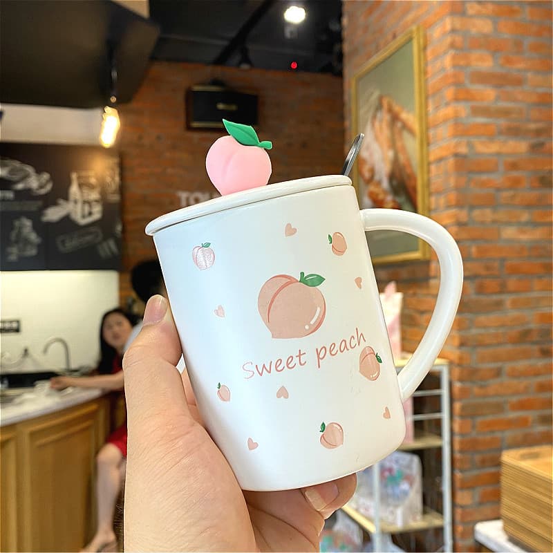 Cute Summer Fruit Ceramic Mug Birthday Gift Family Women Water Cup High Appearance Cup