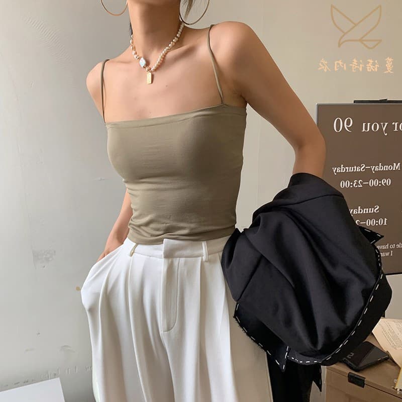 Ice Silk Seamless Camisole Top for Women, Built-in Padded Cups, Sexy Backless Design, Strapless Bra Top