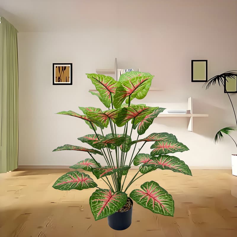 Artificial Red Heart Taro Tree Simulation Potted Plant Indoor Decoration Fake Plant Bonsai Cross-border Decorative Potted Plant