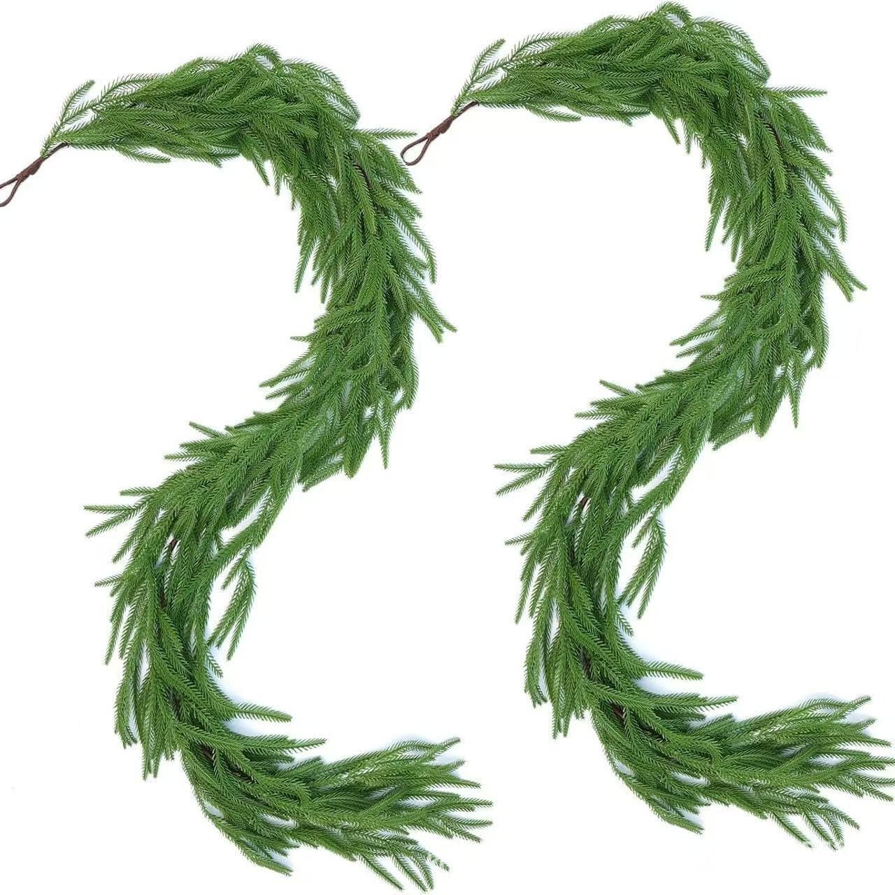 Amazon Artificial Simulation Green Plant Christmas Norfolk Pine Needle Soft Rubber Vine Wreath Decoration Plastic Twisting Vine