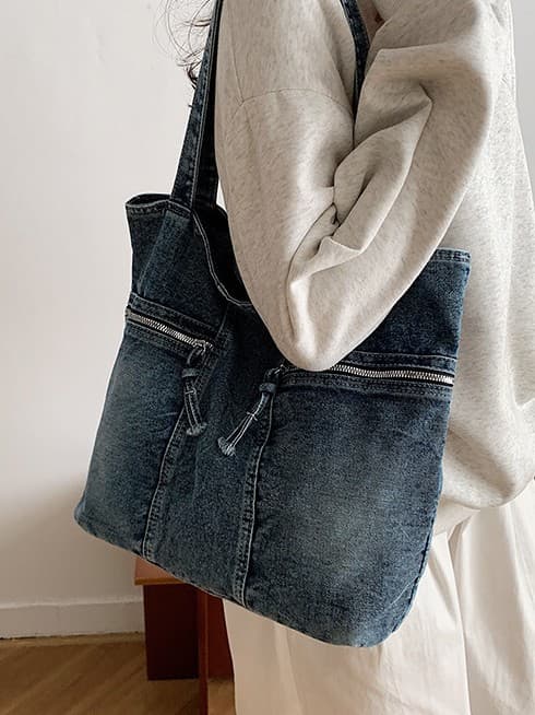Korean-style Ins Retro Denim Premium Multi-pocket Underarm Bag Lightweight Multifunctional Flash Large Capacity Shoulder Bag
