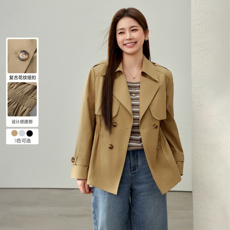 [Design waist-cinching slimming British style elegant trench coat] Xianlixiu plus-size women's wear for fat mm 2025 spring new