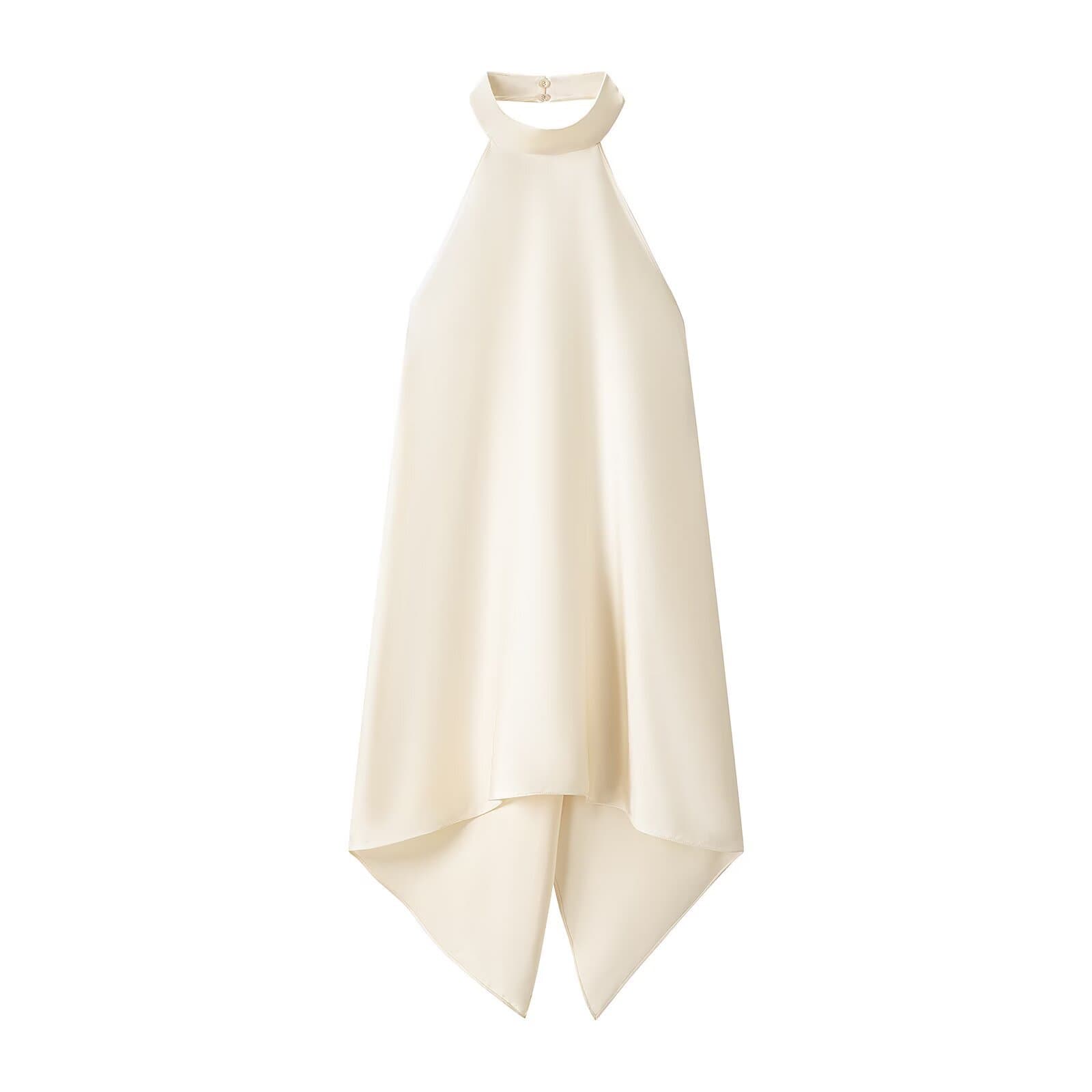 MYST&ZA 2026 Spring/Summer New Arrival Cross-border Women's Silk Satin Backless Halterneck Asymmetric Top 1087/100