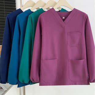 Long Sleeve Workwear 06 Scrub Suit Surgical Gown Stretch Quick-Dry Hospital Doctor Nurse Beauty Salon Pet Facility